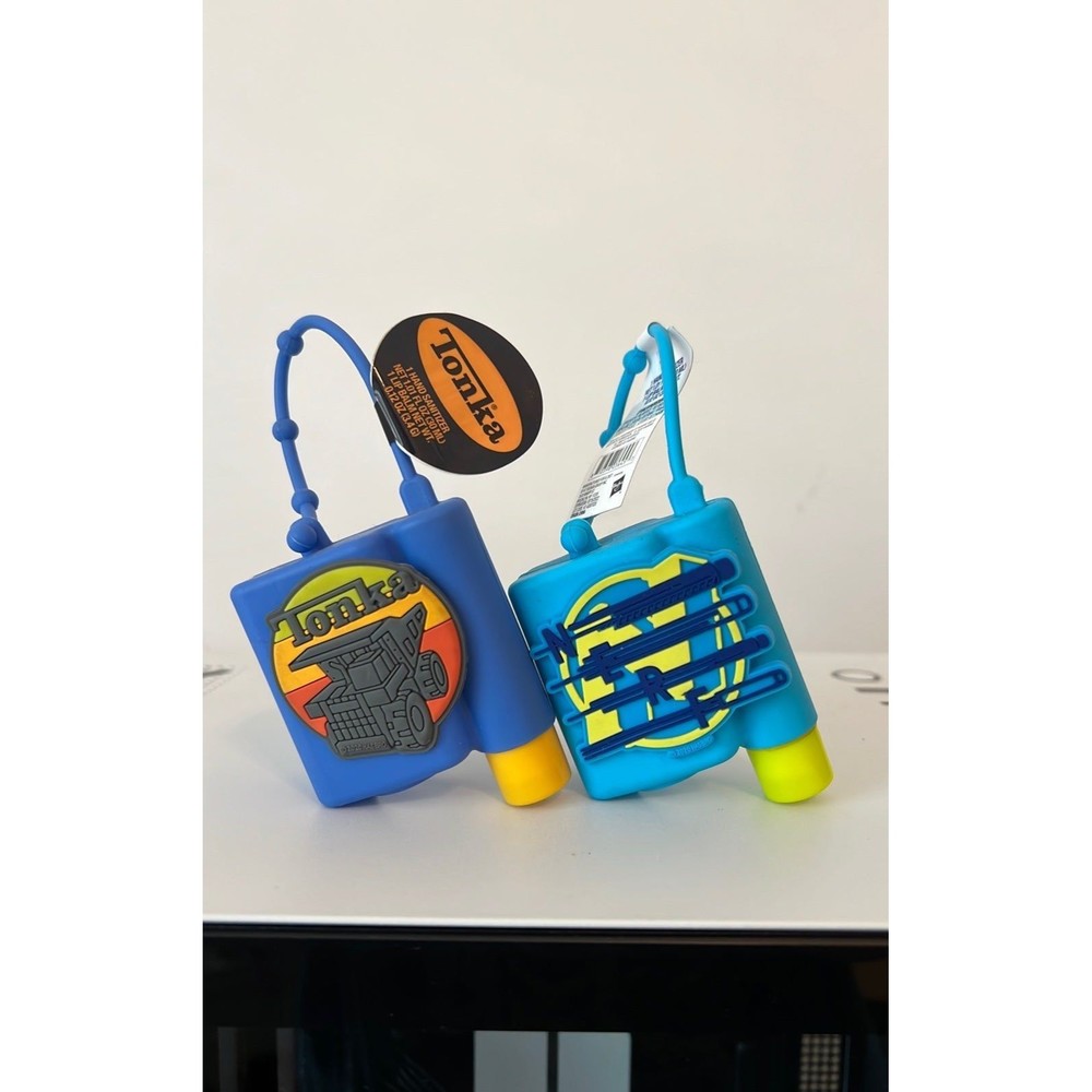 2 x Nerf Tonka Hand Sanitizer Sillicone Holder + Lip Balm Kids Set Boys